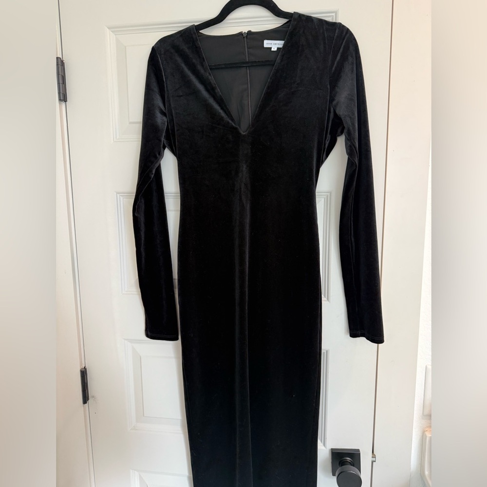 Good American Midnight Velvet Dress long sleeve